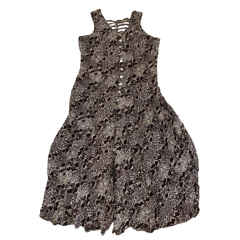 Dressbarn Size 10 Animal Print Maxi Dress with Criss-Cross Back